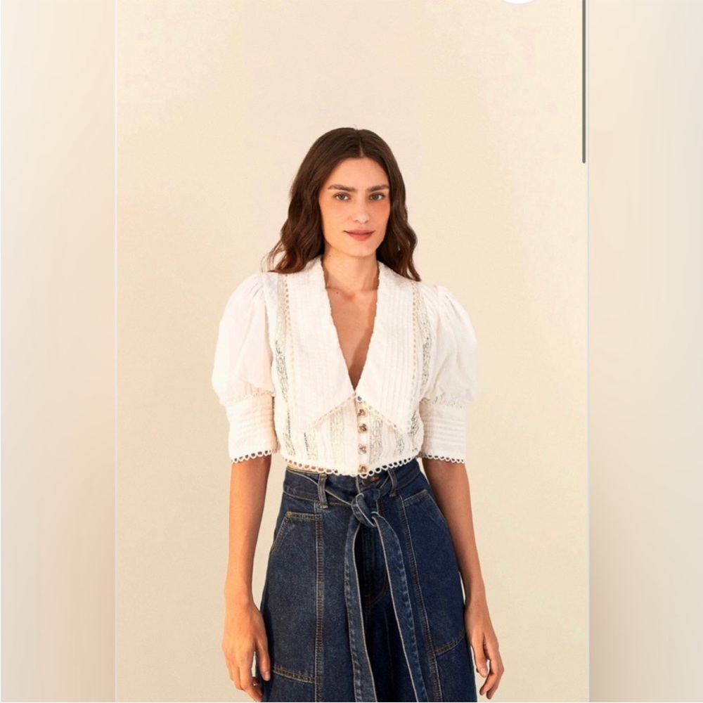 FARM Rio White Textured Blouse